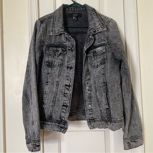 Acid wash grey denim jacket